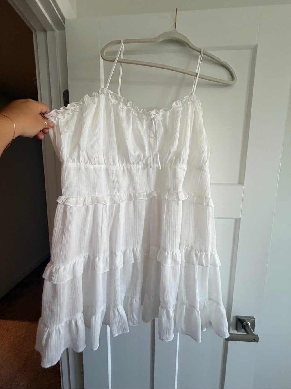 White Ruffle Tiered mini dress